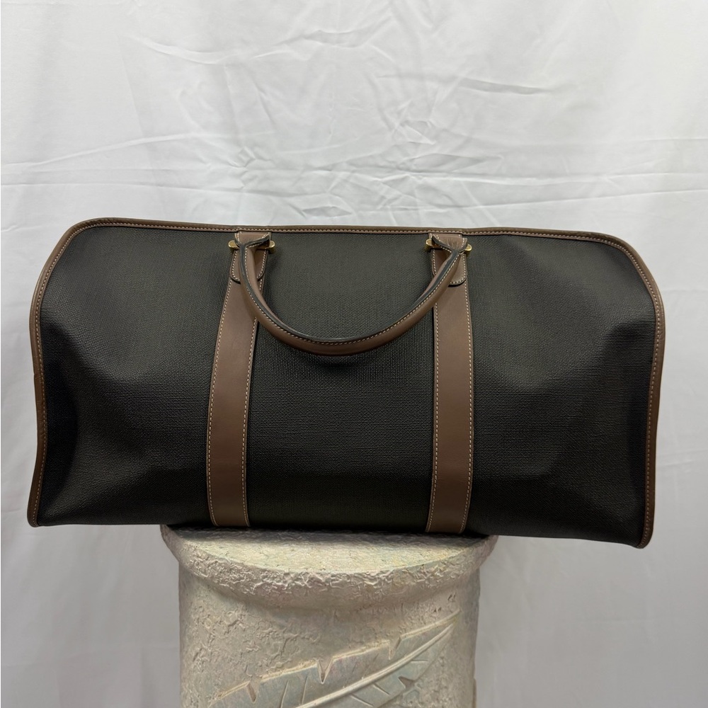 Vintage Dunhill Weekender Duffel Travel Bag Leather Trim W Lock Key